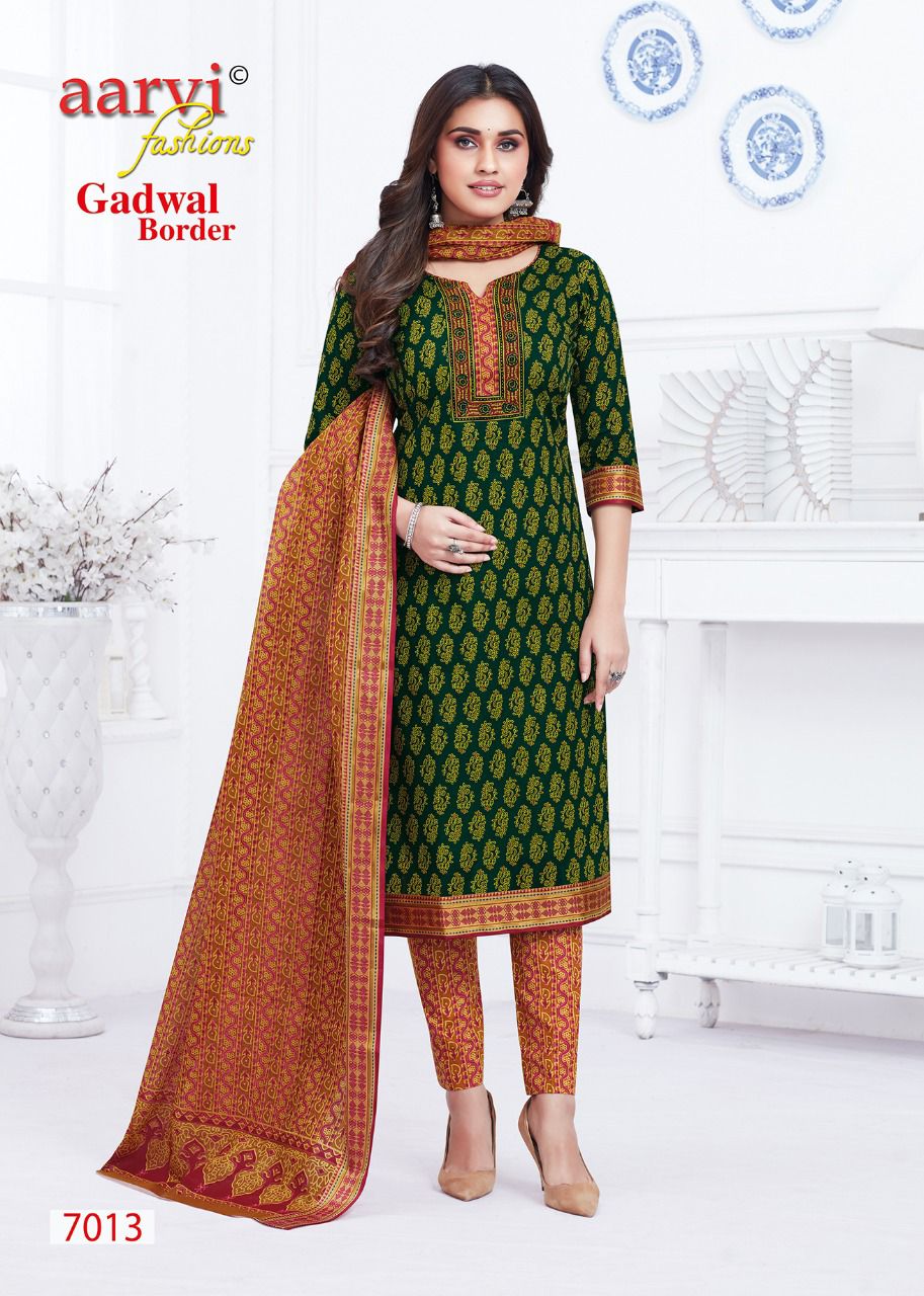 Aarvi Gadwal Border Vol 7 Wholesale Cotton Printed Readymade Dress Catalog
